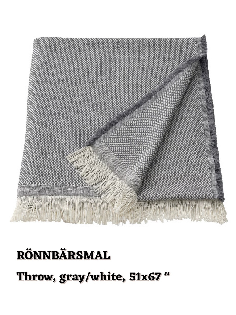 Gray Woven Fringe Throw Blanket